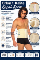 Orlon 1. Kalite Kapalı Korse – Unisex Bel ve Karın Korsesi – M 1003 - Rylks - 1