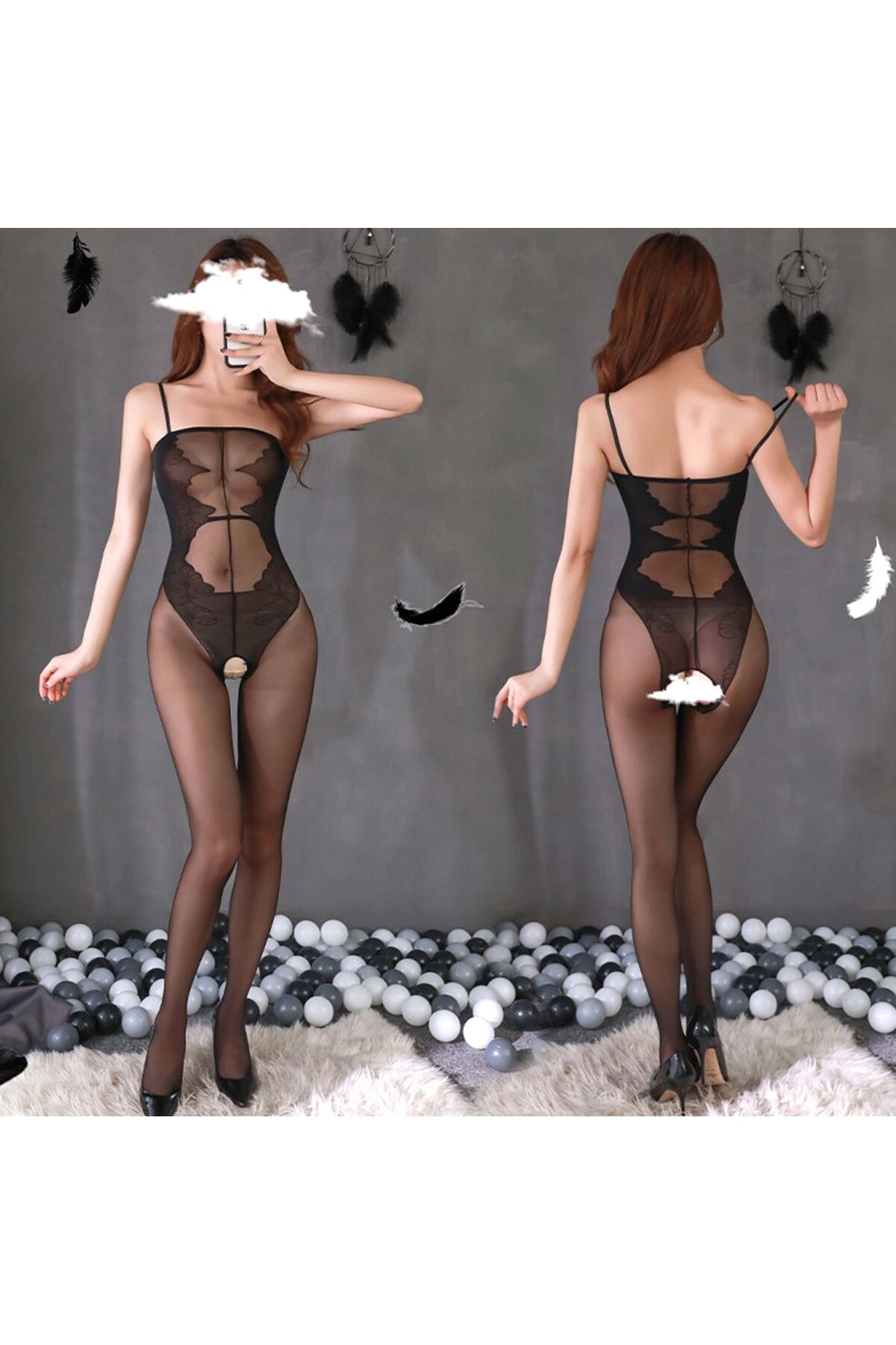 Kadın Seksi Özel Bölgesi Açık Büyük Bedenlere Uygun - Siyah-S