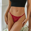Büyük Beden Fantazi Kırmızı Dantelli Kadın String - Tanga - 2