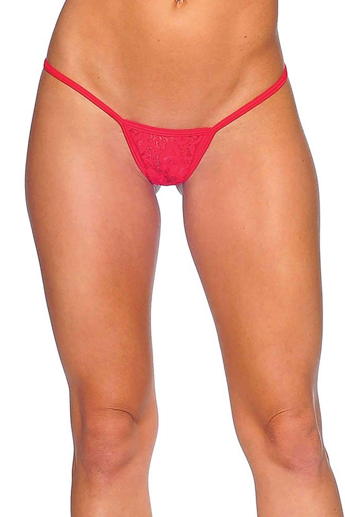 Kırmızı Dantelli Tanga - Kırmızı-XS