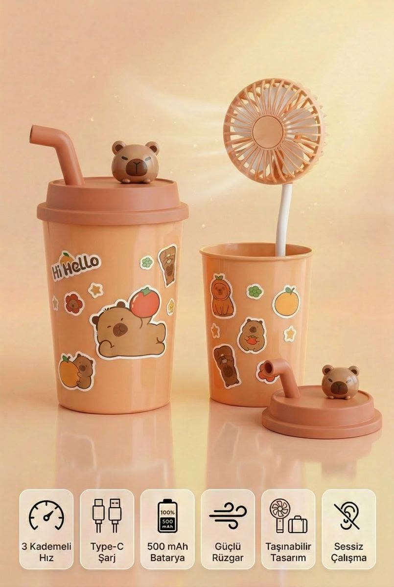 Bardak Model Mini Ayıcıklı Fan