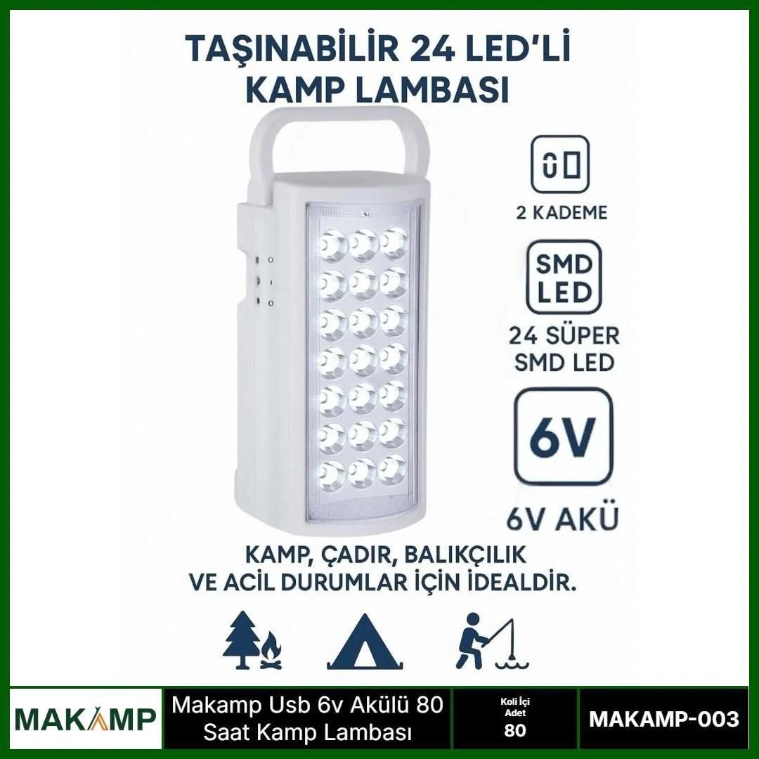 Usv 6v Akülü 80 Saat Kamp Lambası Işıldak