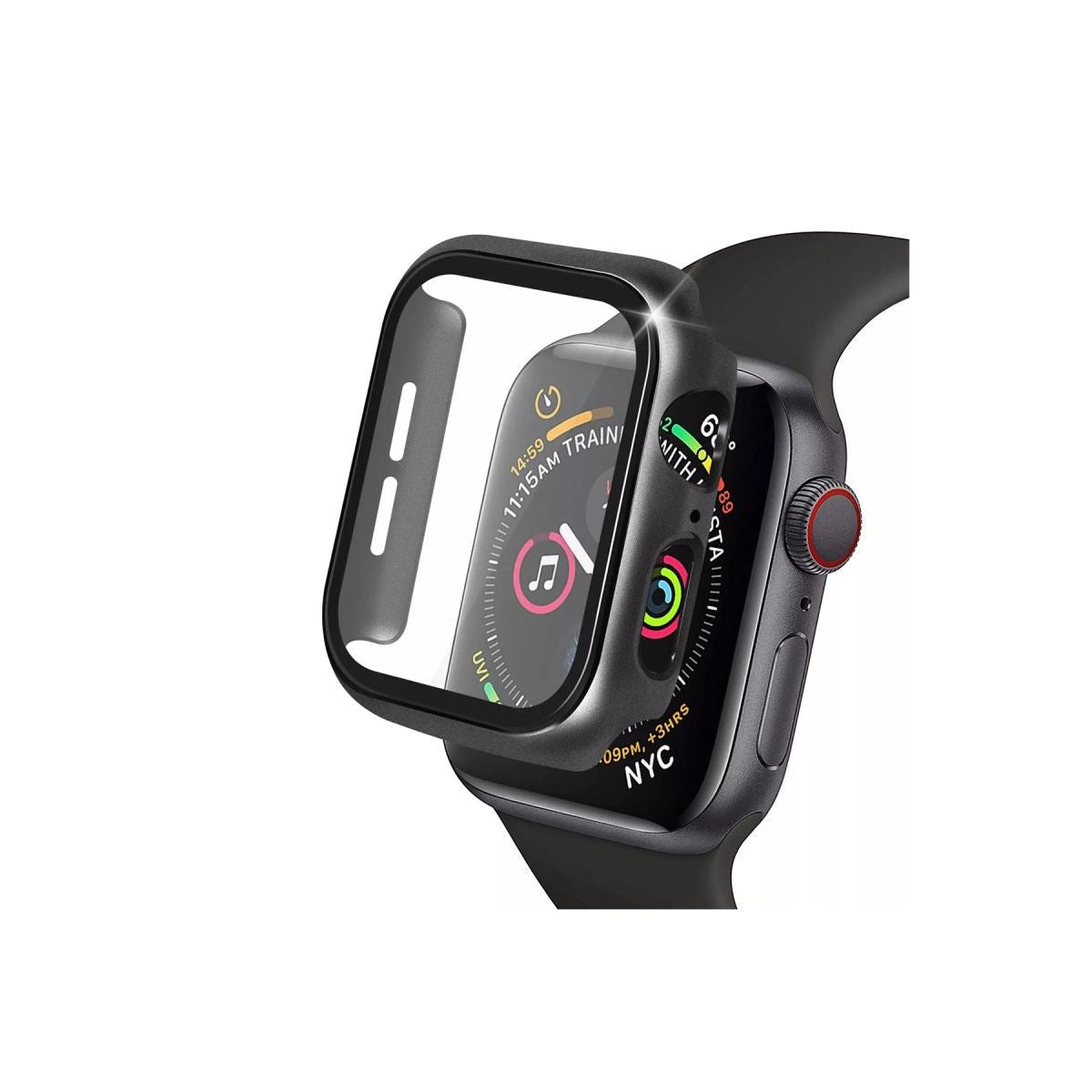 Apple Watch 42mm Camlı Kasa Ekran Koruyucu - Siyah
