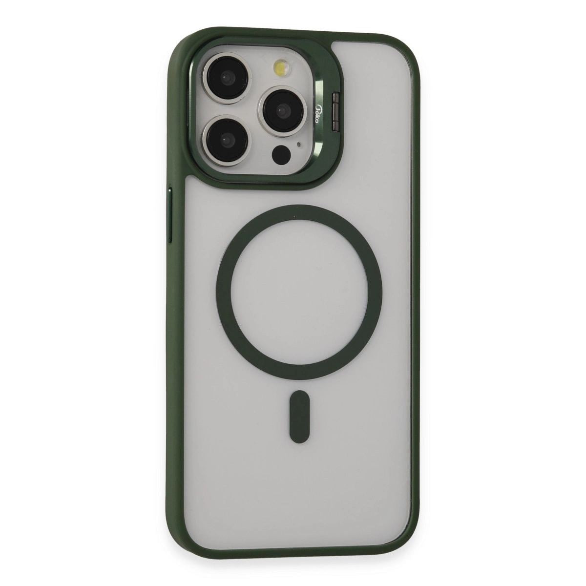 Joko Apple İphone 15 Pro Max Kılıf Roblox Lens Magsafe Standlı Kapak - Koyu Yeşil