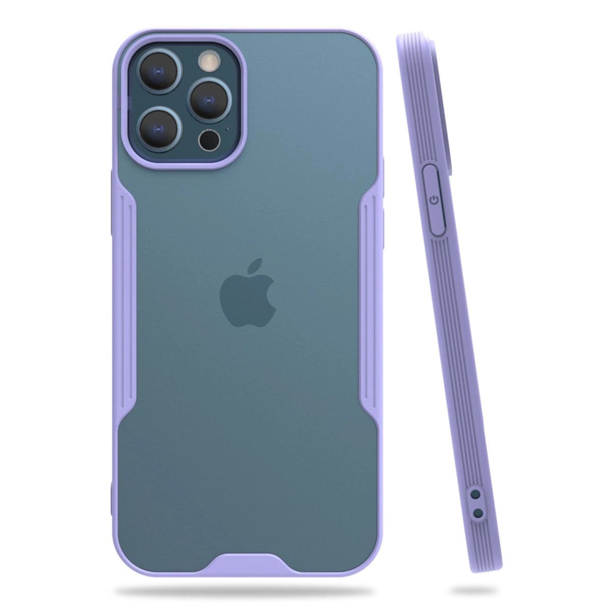 Apple İphone 12 Pro Max Kılıf Platin Silikon - Lila