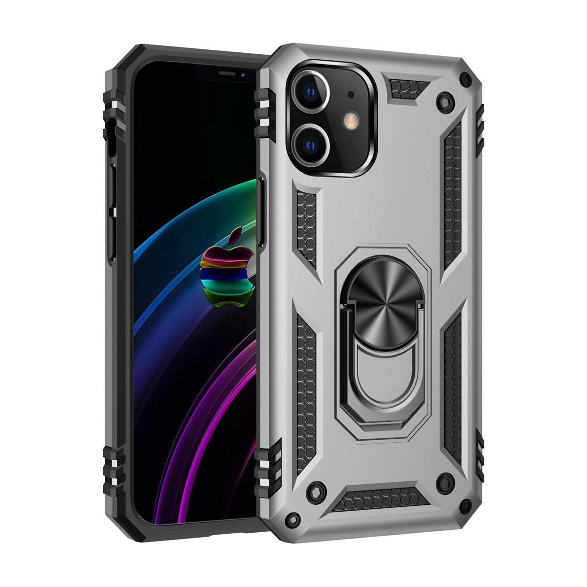 Apple İphone 12 Mini Kılıf Sofya Yüzüklü Silikon Kapak - Gümüş