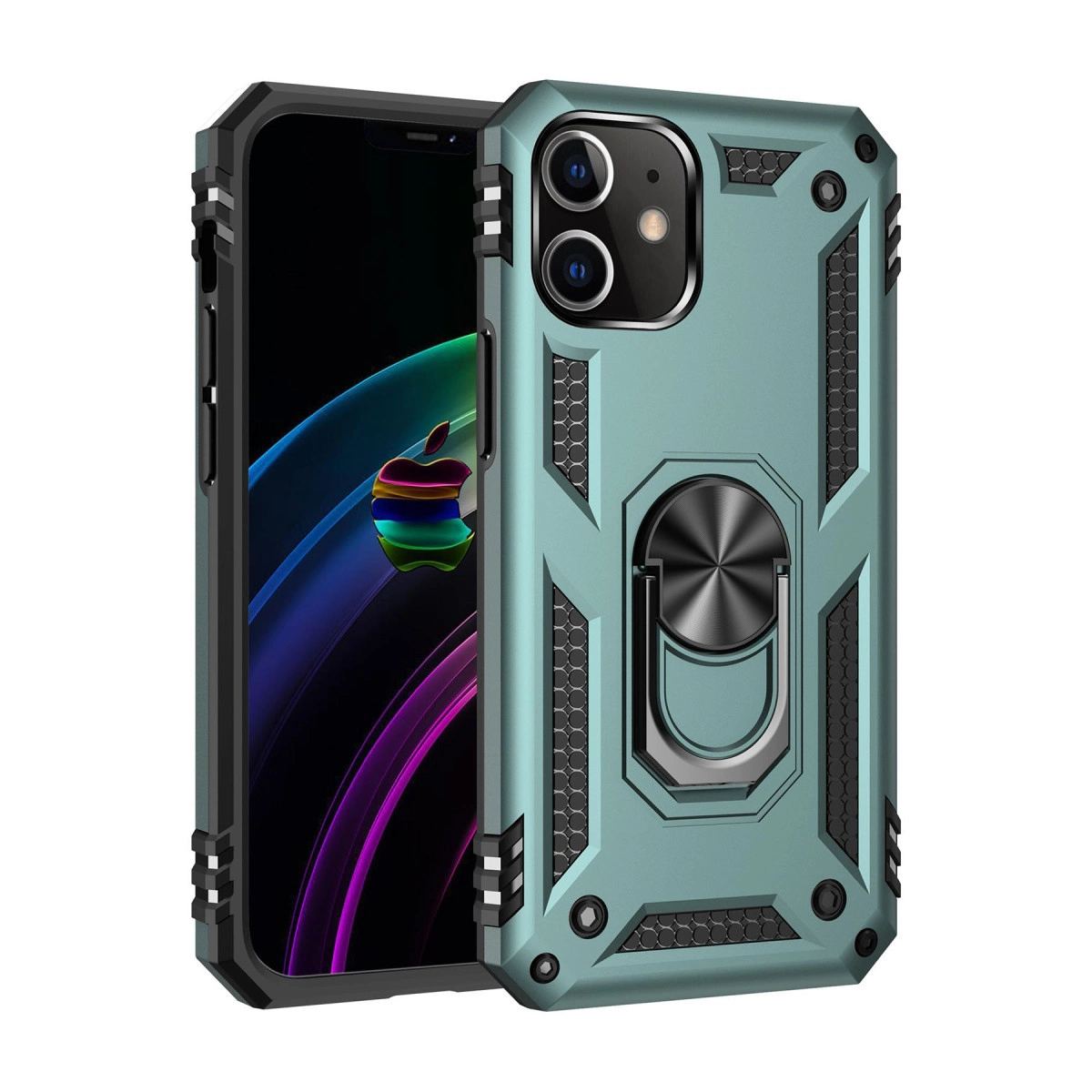 Apple İphone 12 Mini Kılıf Sofya Yüzüklü Silikon Kapak - Yeşil