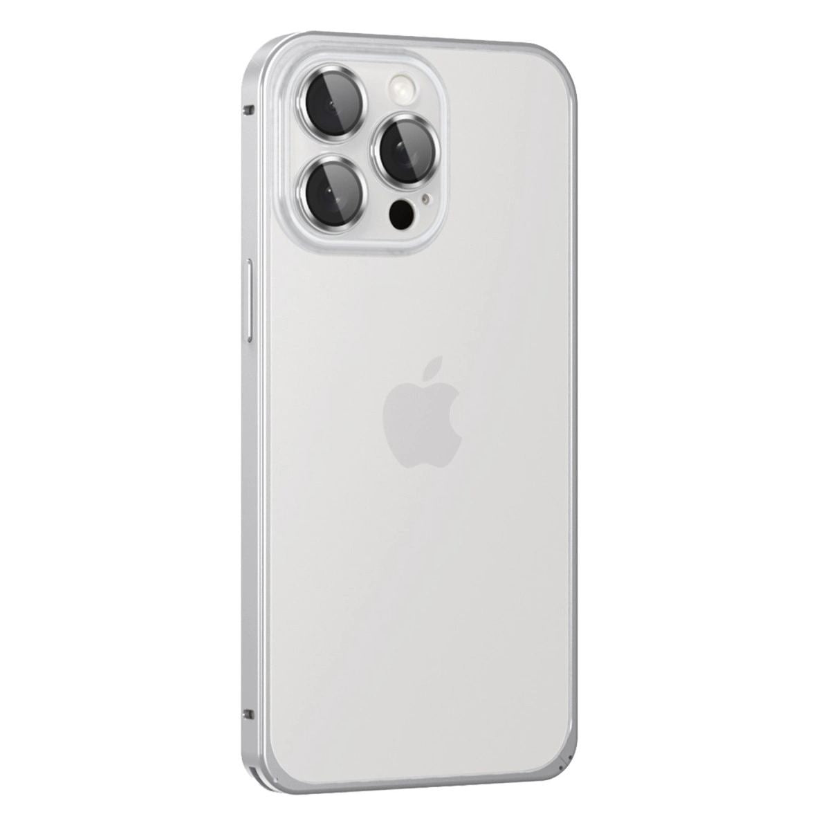 Joko Apple İphone 15 Pro Max Metal Bumper Mat Kapak - Gümüş