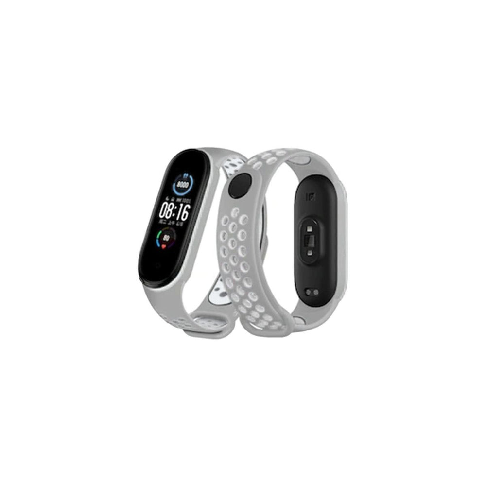 Xiaomi Mi Band 6 Spor Delikli Kordon - Gri-kırmızı