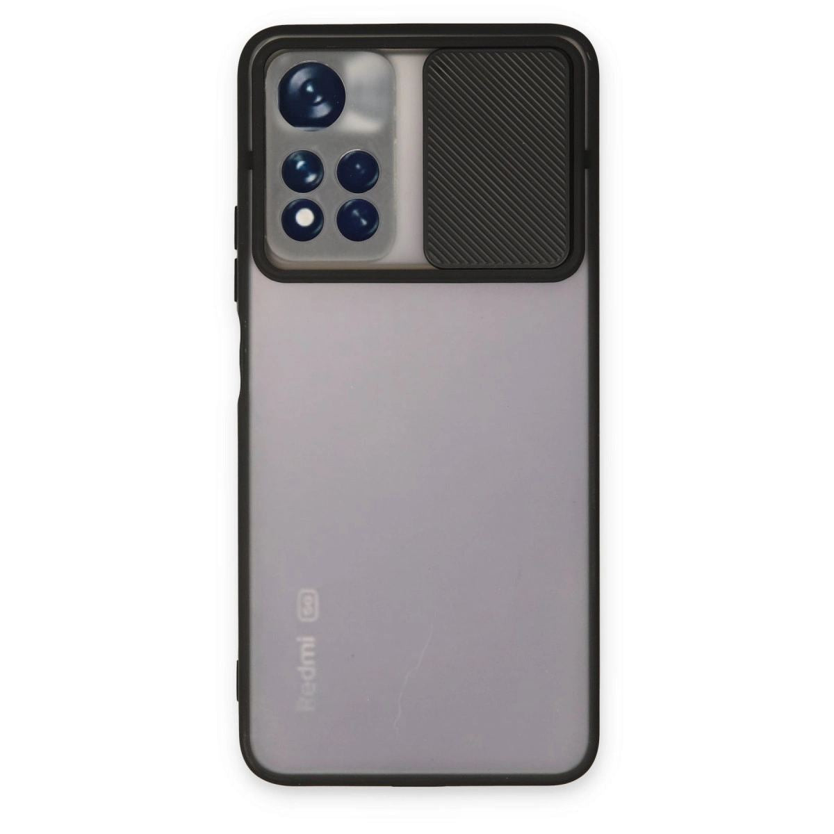 Xiaomi Redmi Note 11t Kılıf Palm Buzlu Kamera Sürgülü Silikon - Siyah