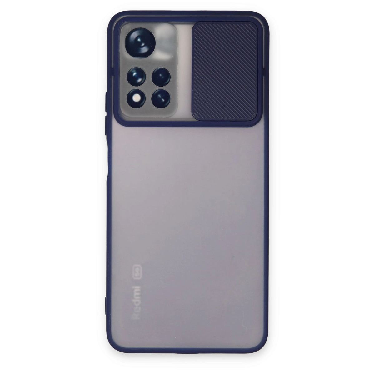 Xiaomi Redmi Note 11t Kılıf Palm Buzlu Kamera Sürgülü Silikon - Lacivert