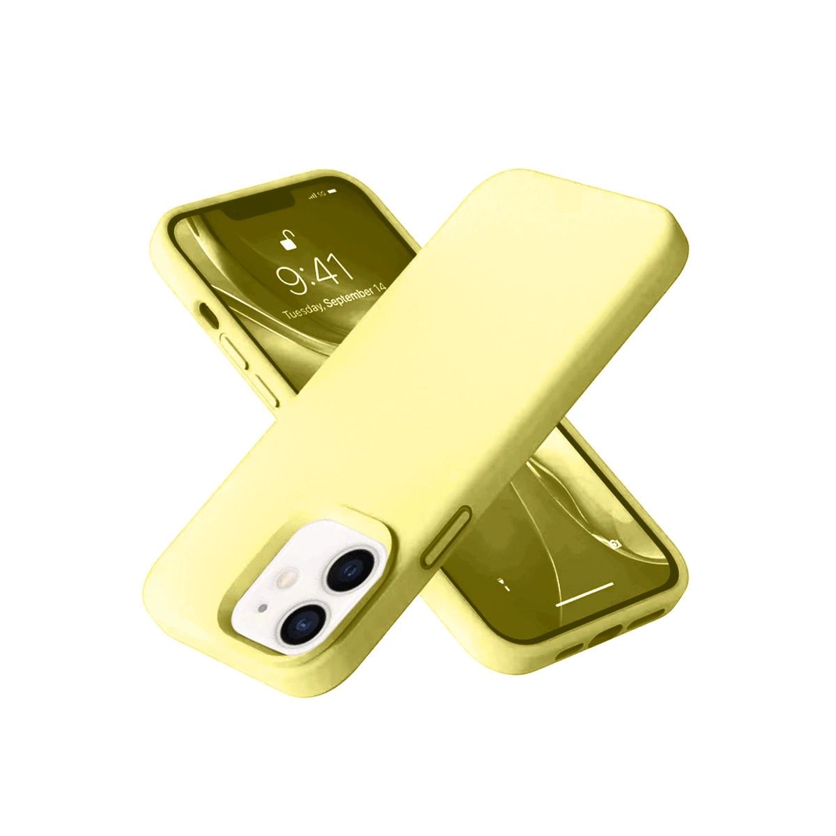 Apple İphone 12 Kılıf Nano İçi Kadife Silikon - Sarı