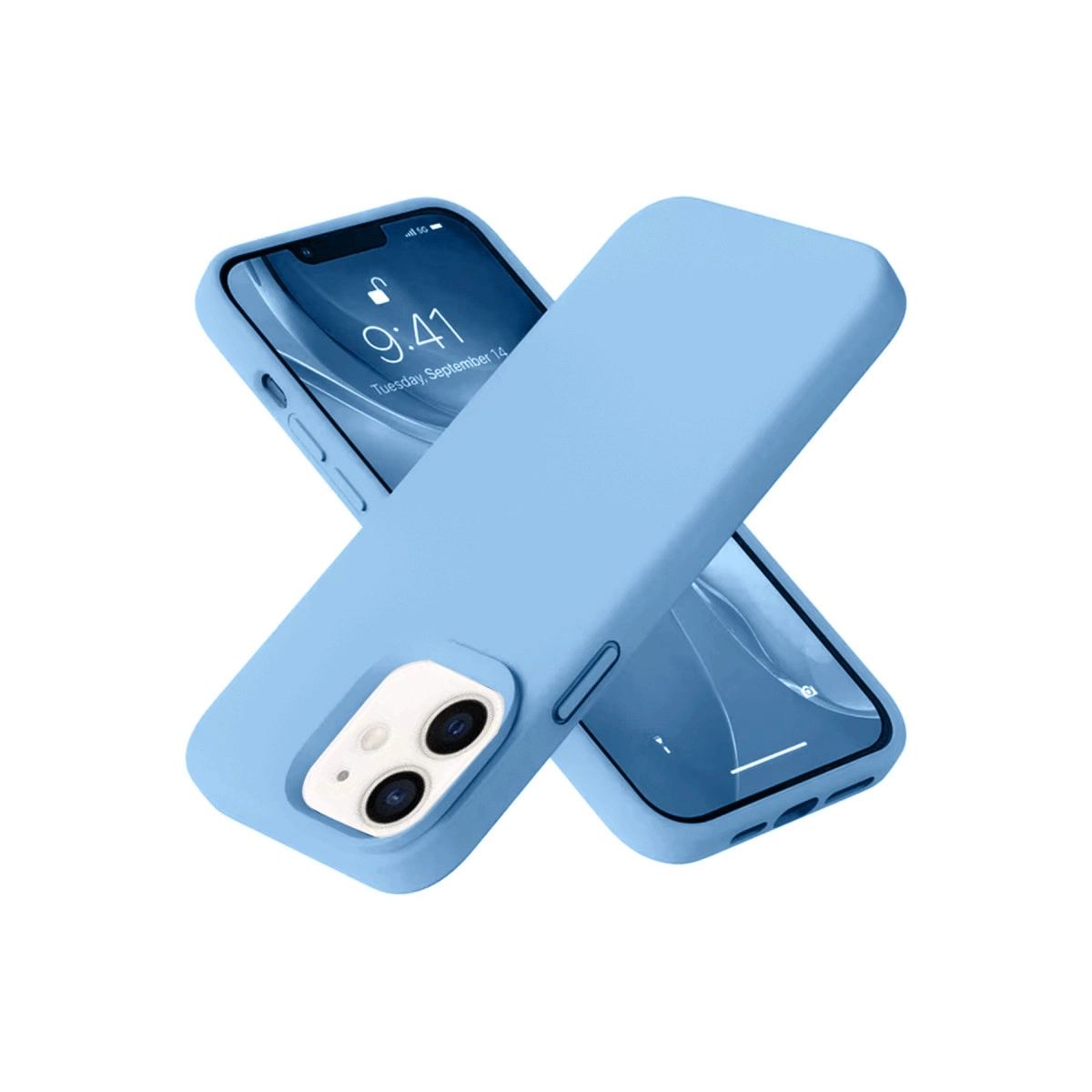 Apple İphone 12 Kılıf Nano İçi Kadife Silikon - Mavi