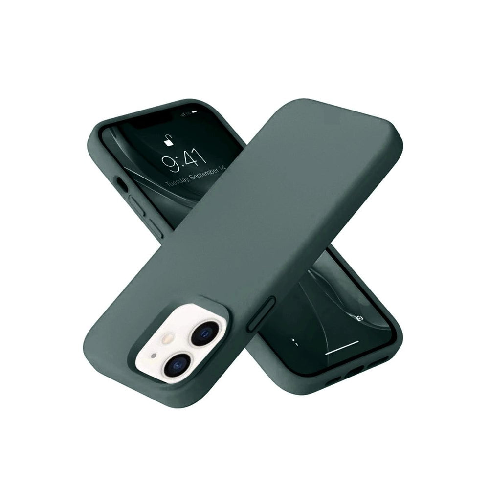 Apple İphone 12 Kılıf Nano İçi Kadife Silikon - Koyu Yeşil