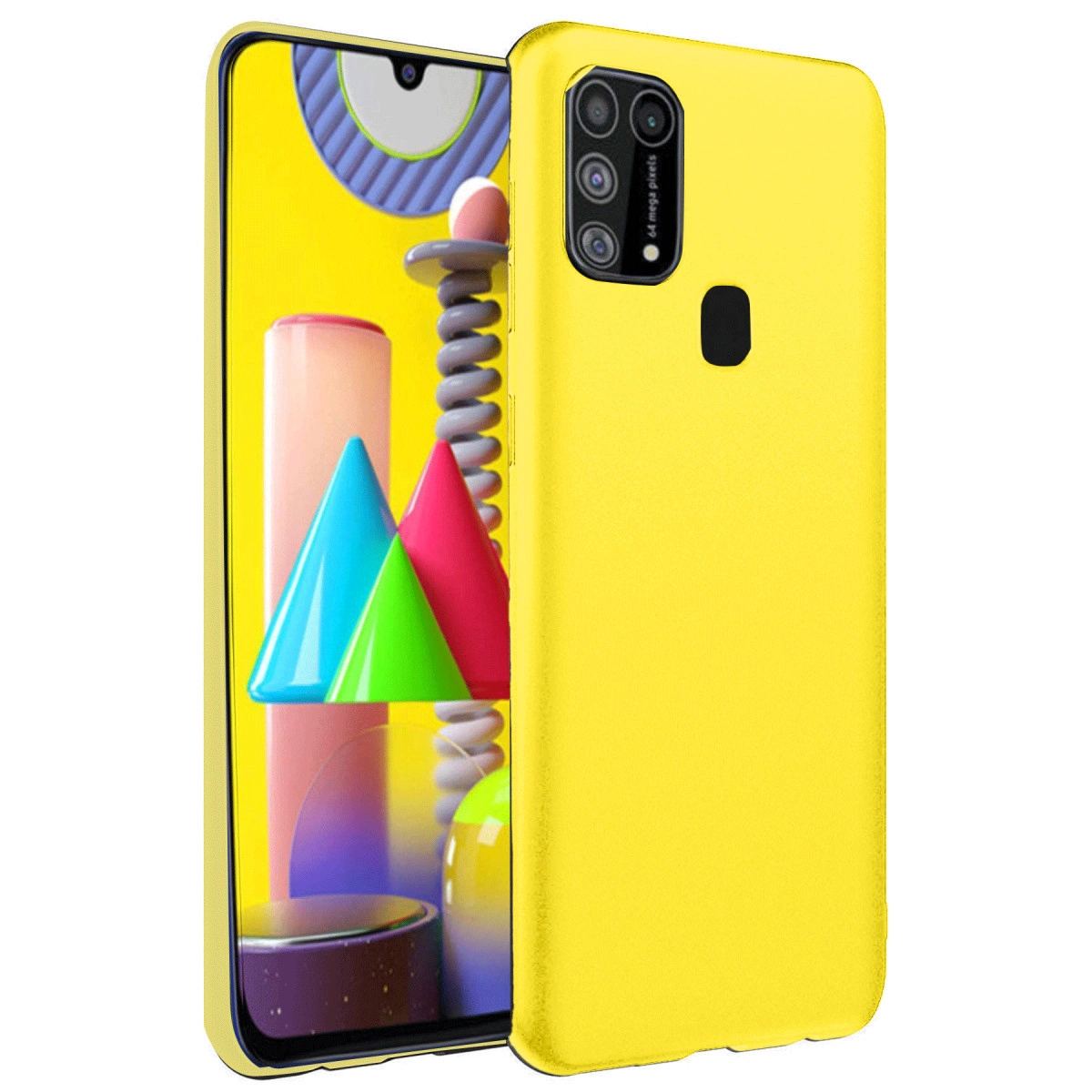 Samsung Galaxy M31 Kılıf Nano İçi Kadife Silikon - Sarı