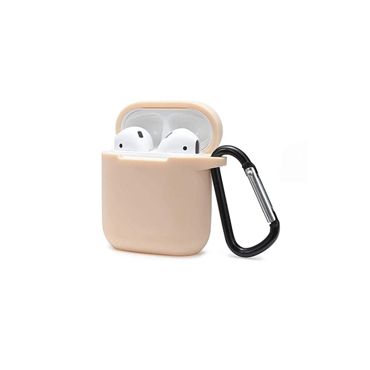 Apple Airpods 2 (2.nesil) Sert Silikon Kılıf - Bej