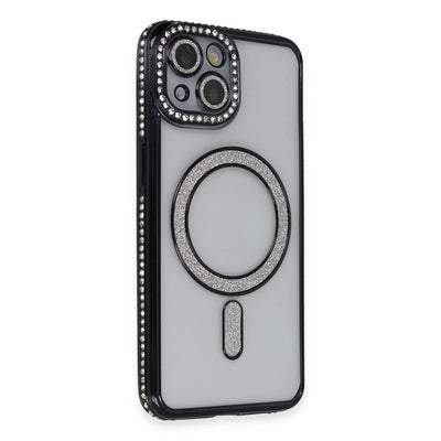 Apple İphone 13 Kılıf Joke Simli Magneticsafe Kılıf - Siyah