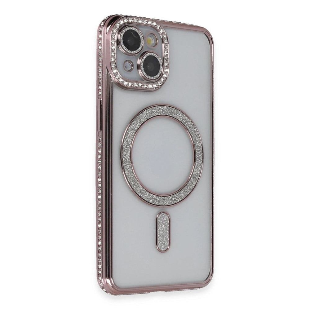 Apple İphone 13 Kılıf Joke Simli Magneticsafe Kılıf - Pembe