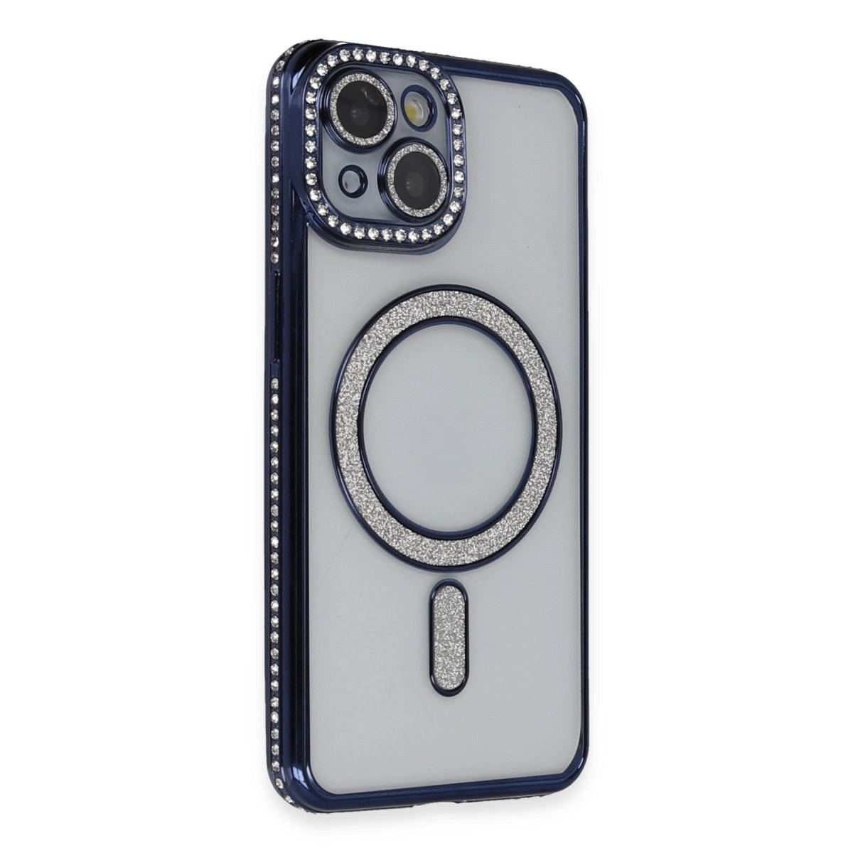 Apple İphone 13 Kılıf Joke Simli Magneticsafe Kılıf - Lacivert