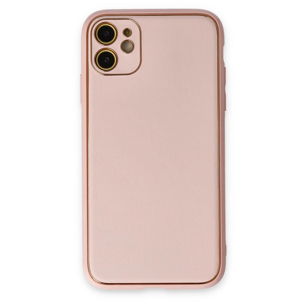 Apple İphone 12 Kılıf Coco Deri Silikon Kapak - Pudra