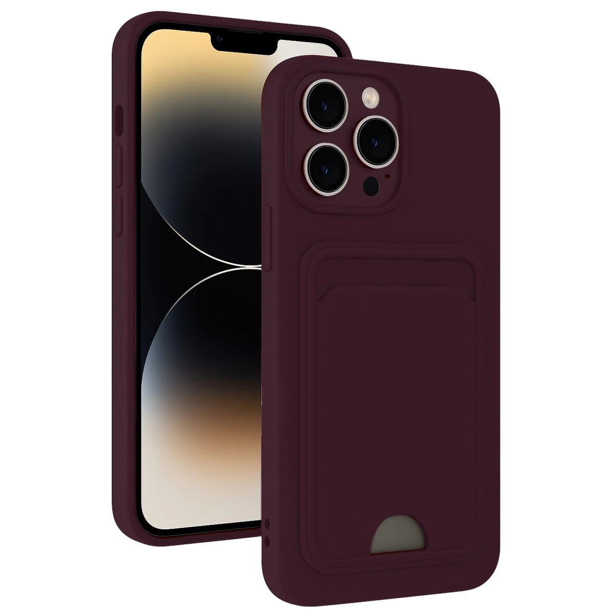 Apple İphone 13 Pro Kılıf Kelvin Kartvizitli Silikon - Derin Mor