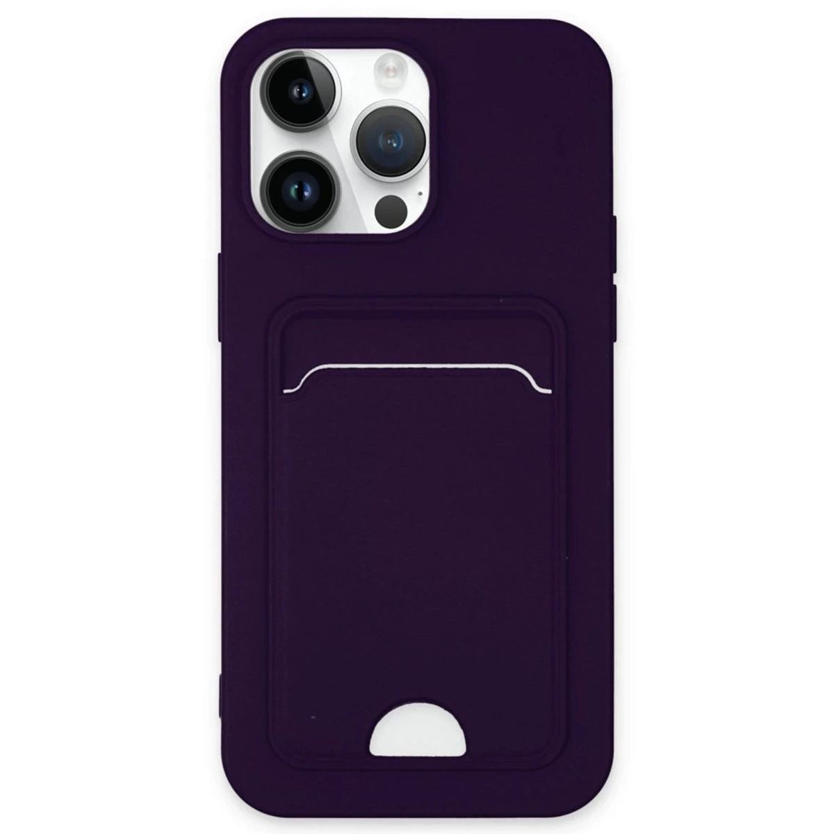 Apple İphone 14 Pro Kılıf Kelvin Kartvizitli Silikon - Derin Mor