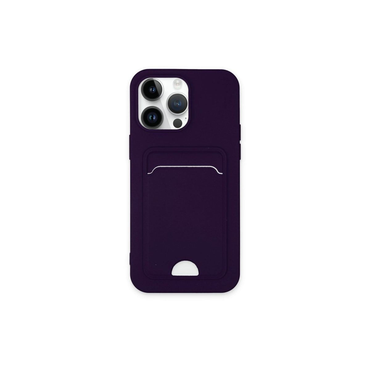 Apple İphone 14 Pro Max Kılıf Kelvin Kartvizitli Silikon - Derin Mor