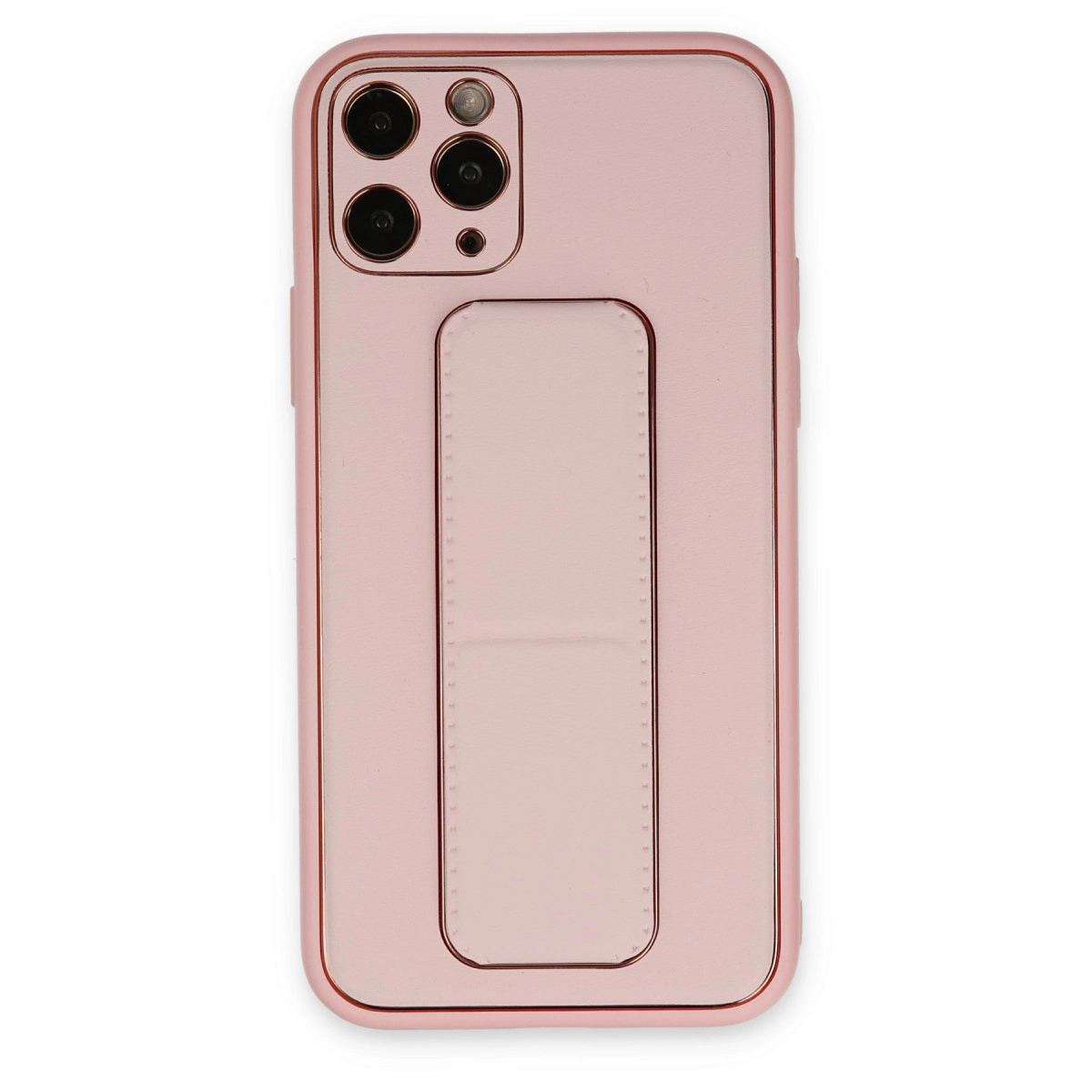 Apple İphone 11 Pro Max Kılıf Coco Deri Standlı Kapak - Pembe