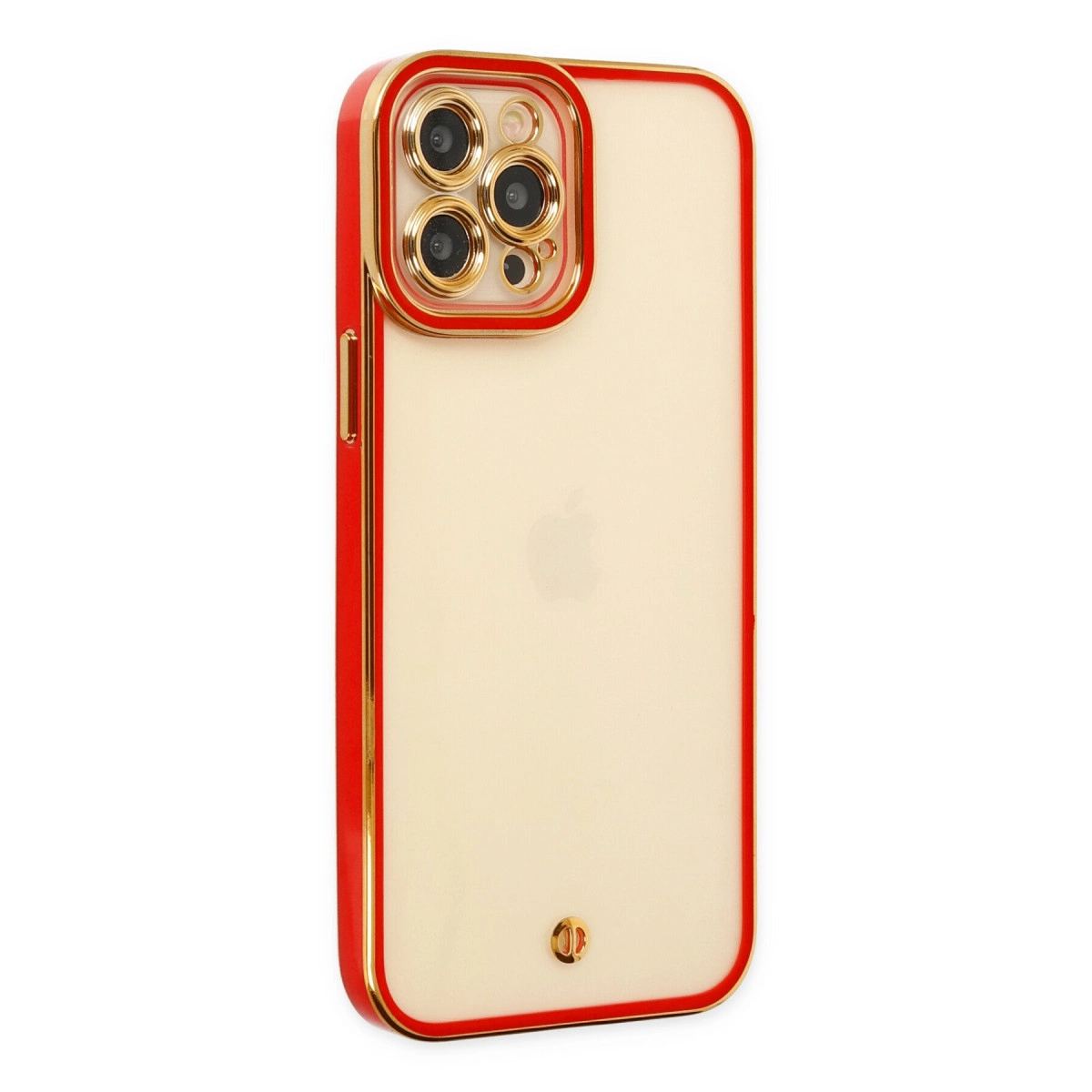 Apple İphone 12 Pro Max Kılıf Liva Lens Silikon - Kırmızı