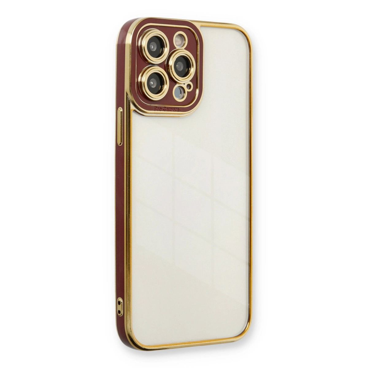 Apple İphone 13 Pro Kılıf Liva Lens Silikon - Bordo