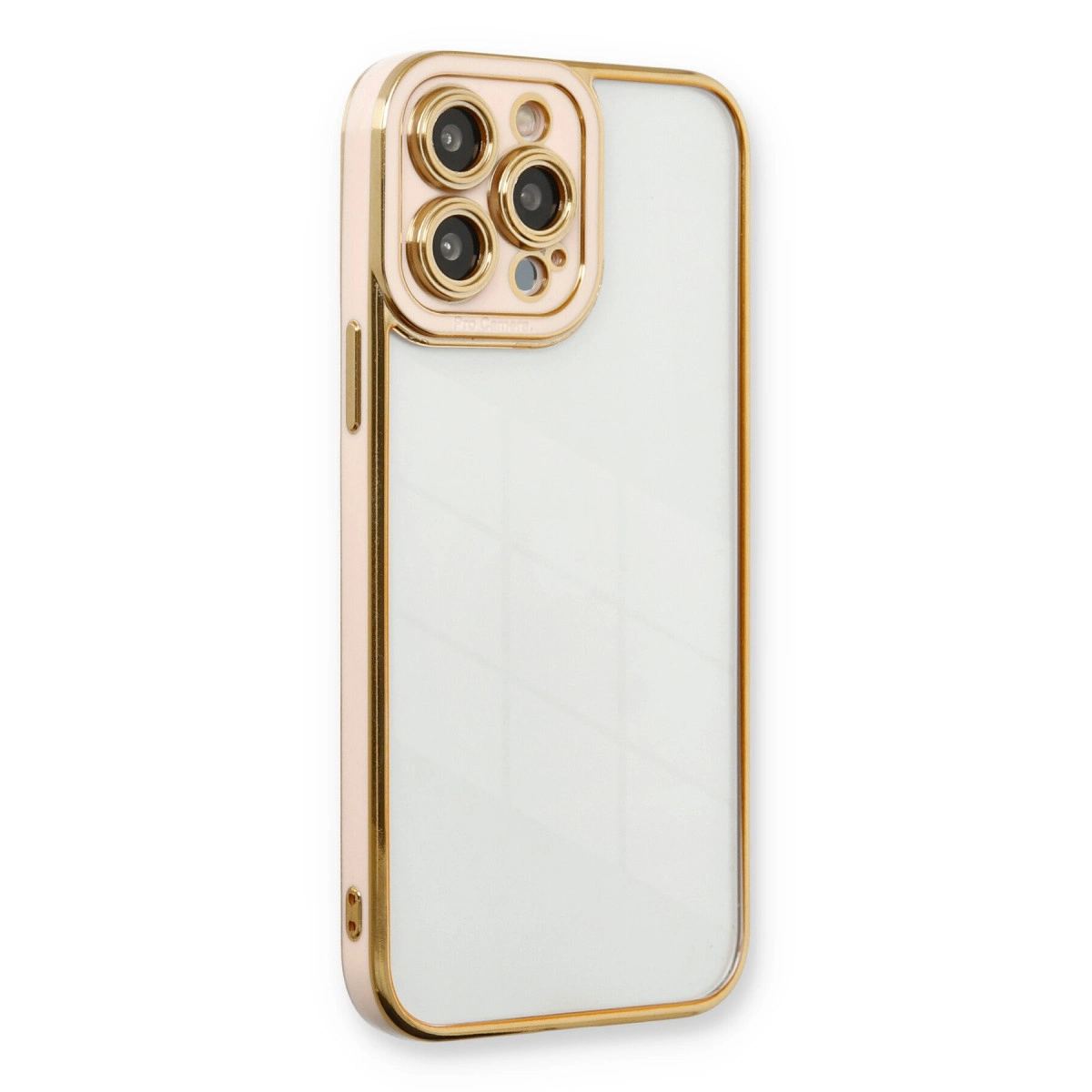 Apple İphone 13 Pro Max Kılıf Liva Lens Silikon - Pudra
