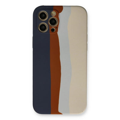 Apple İphone 12 Pro Max Kılıf Ebruli Lansman Silikon - Lacivert-krem