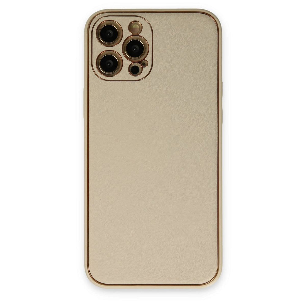 Apple İphone 12 Pro Kılıf Coco Deri Silikon Kapak - Gold