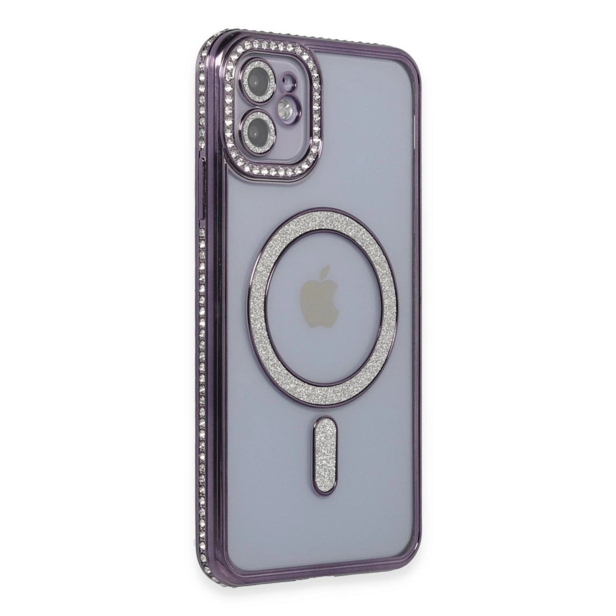 Apple İphone 11 Kılıf Joke Simli Magneticsafe Kılıf - Derin Mor