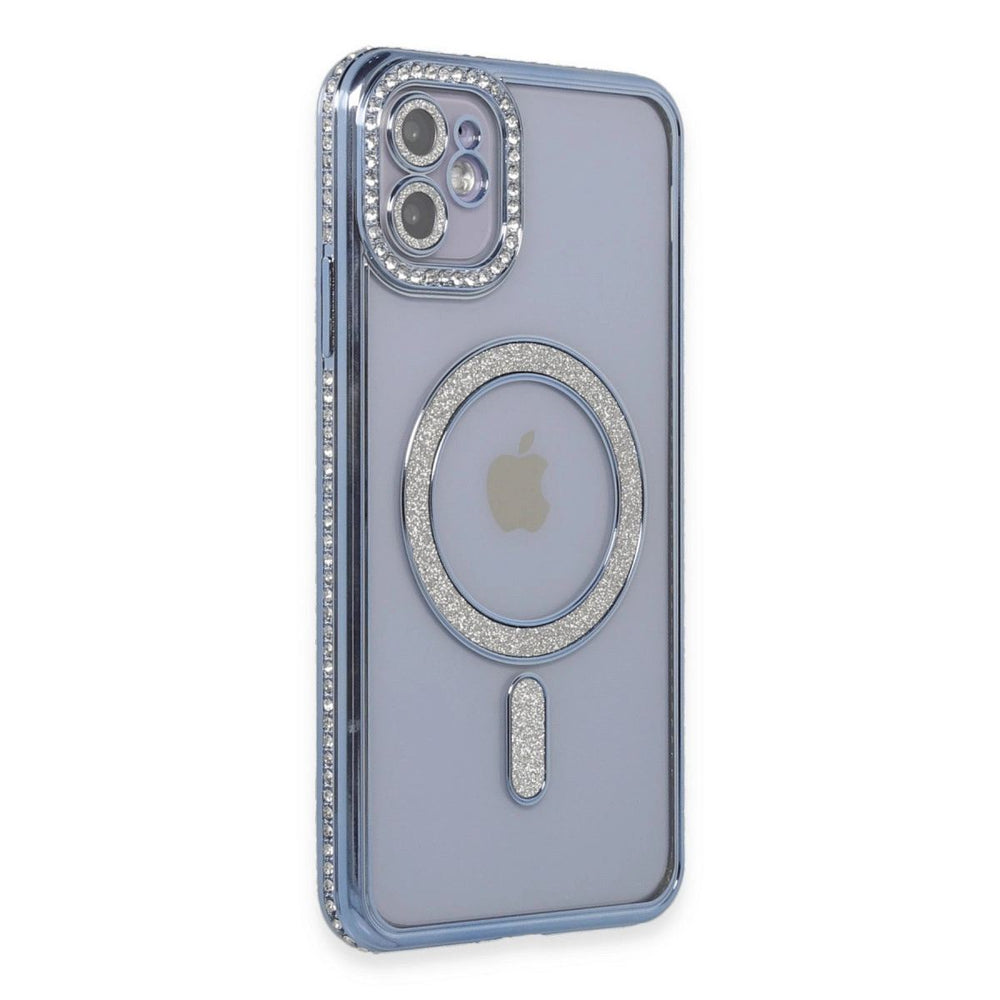 Apple İphone 11 Kılıf Joke Simli Magneticsafe Kılıf - Mavi
