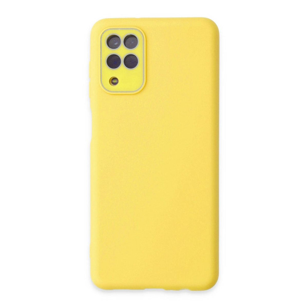Samsung Galaxy A22 Kılıf Lansman Glass Kapak - Sarı