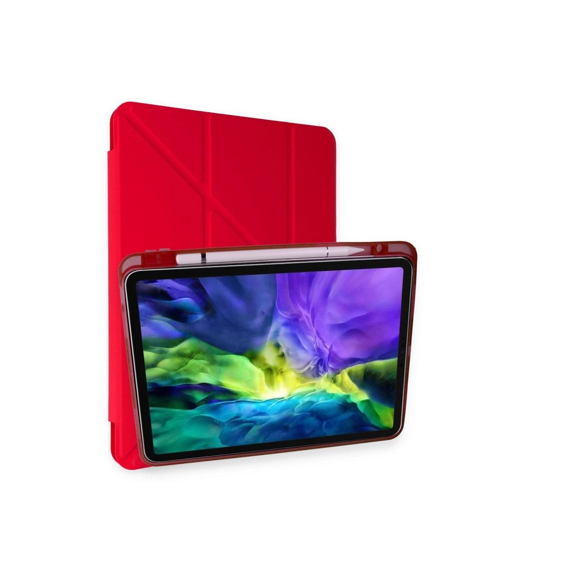 Apple İpad Pro 11 (2018) Kılıf Kalemlikli Mars Tablet Kılıfı - Kırmızı