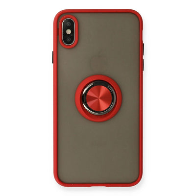 Apple İphone X Kılıf Montreal Yüzüklü Silikon Kapak - Kırmızı