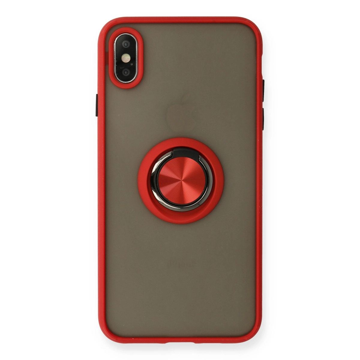 Apple İphone X Kılıf Montreal Yüzüklü Silikon Kapak - Kırmızı