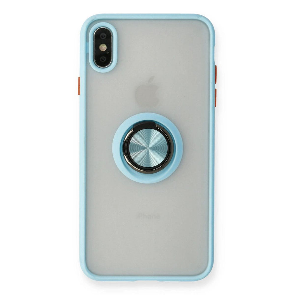Apple İphone X Kılıf Montreal Yüzüklü Silikon Kapak - Buz Mavi