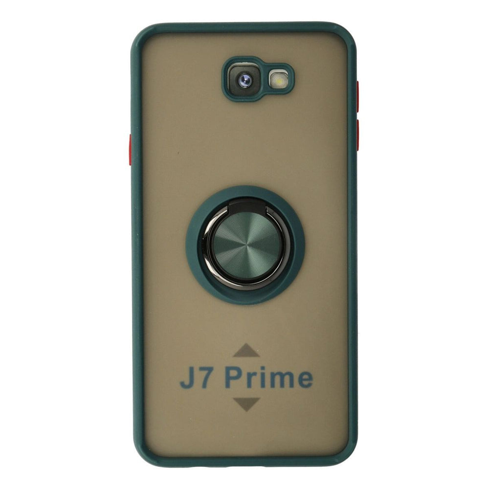 Samsung Galaxy J7 Prime Kılıf Montreal Yüzüklü Silikon Kapak - Yeşil