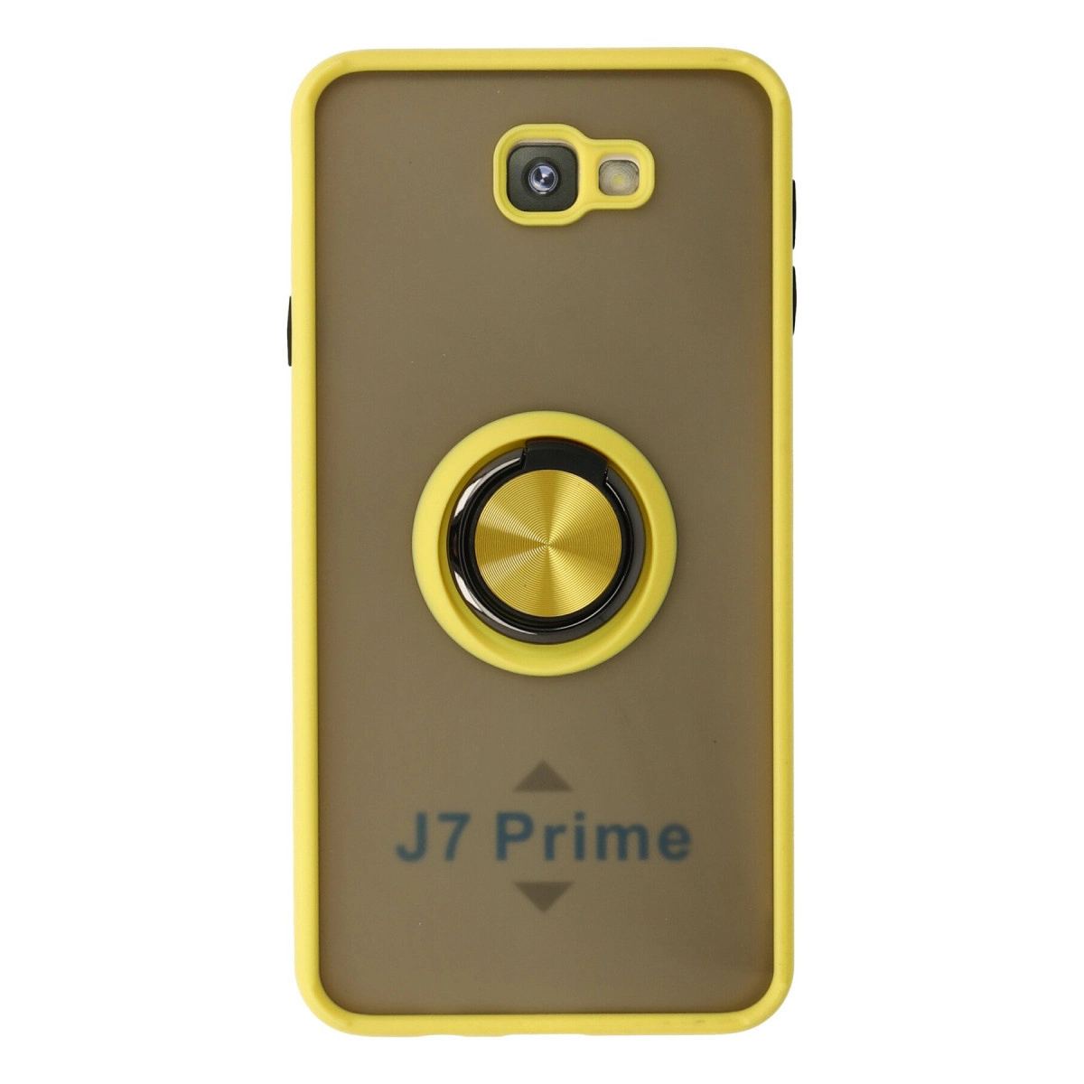 Samsung Galaxy J7 Prime Kılıf Montreal Yüzüklü Silikon Kapak - Sarı