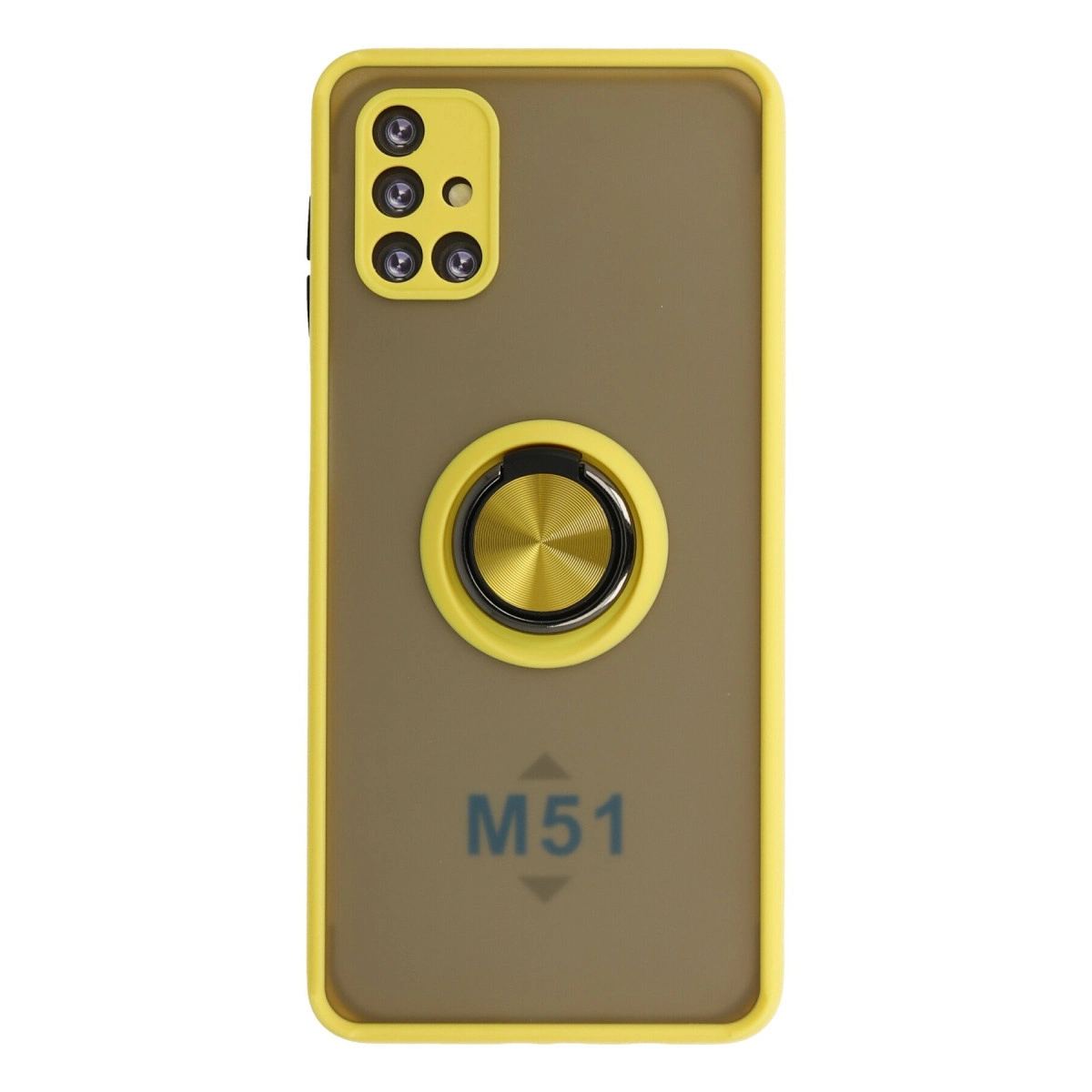 Samsung Galaxy M51 Kılıf Montreal Yüzüklü Silikon Kapak - Sarı