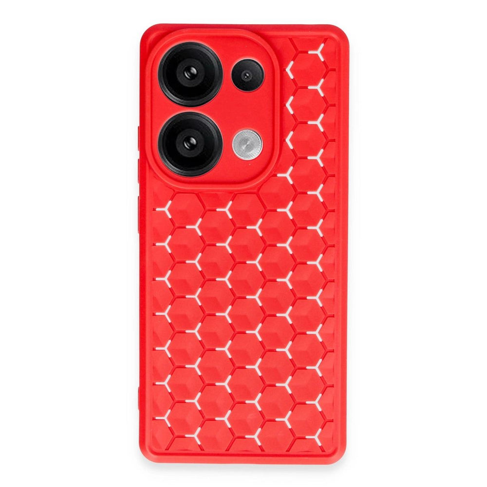 Xiaomi Redmi Note 13 Pro 4g Kılıf Petek Silikon Kapak - Kırmızı