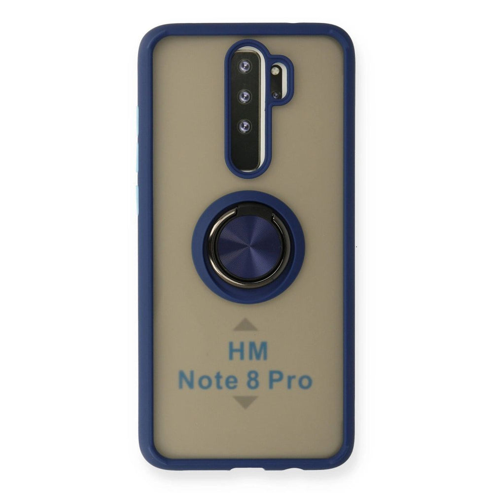 Xiaomi Redmi Note 8 Pro Kılıf Montreal Yüzüklü Silikon Kapak - Lacivert