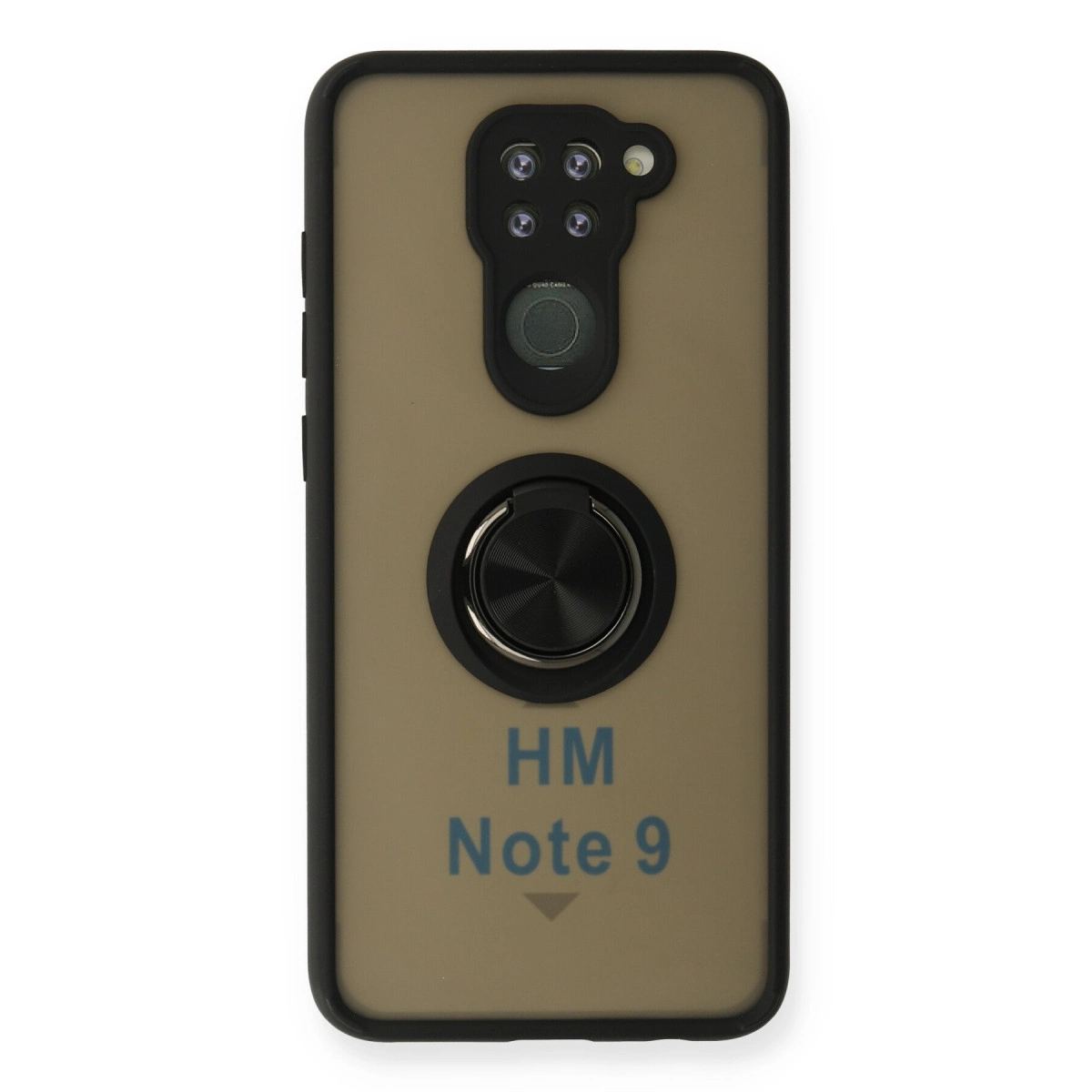 Xiaomi Redmi Note 9 Kılıf Montreal Yüzüklü Silikon Kapak - Siyah