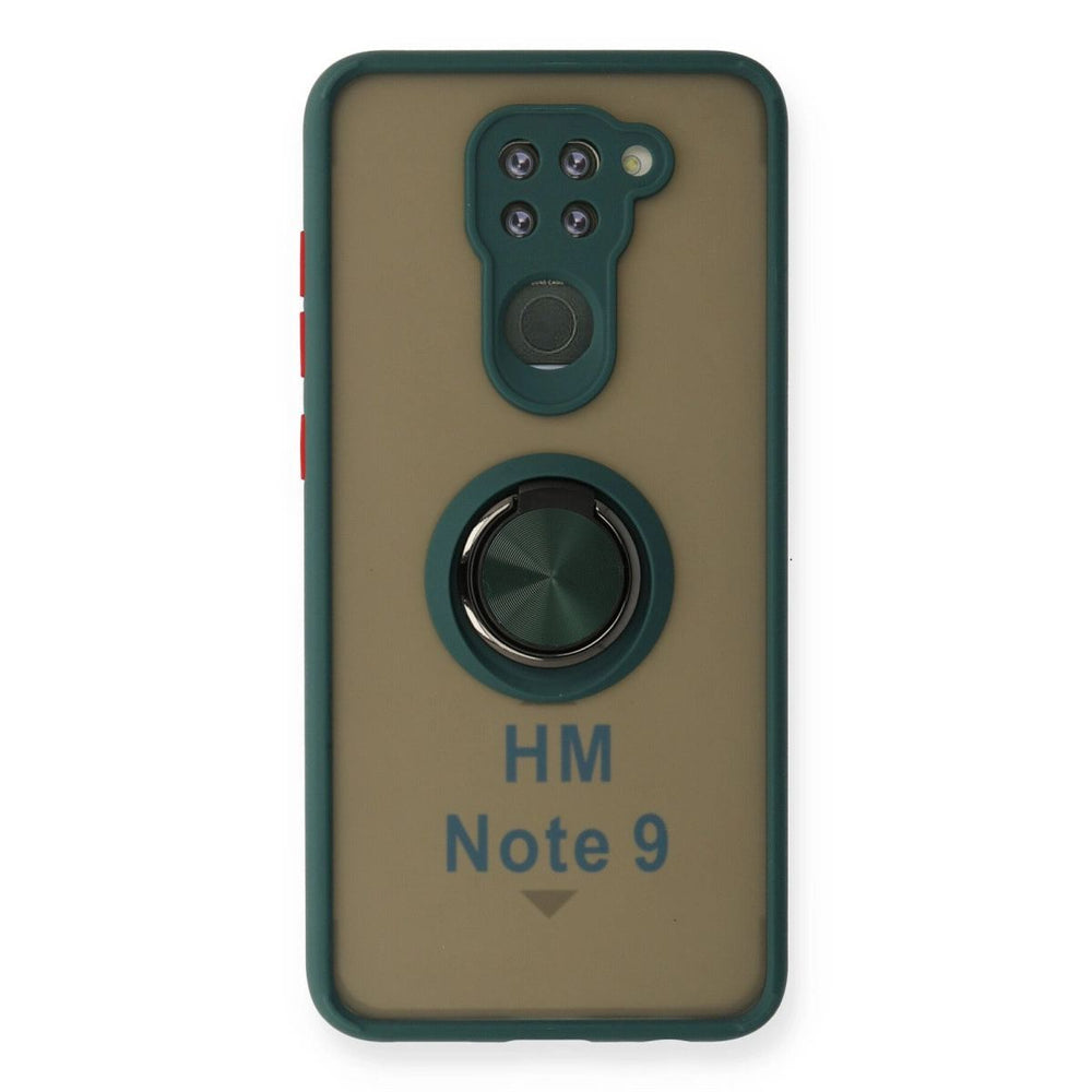 Xiaomi Redmi Note 9 Kılıf Montreal Yüzüklü Silikon Kapak - Yeşil