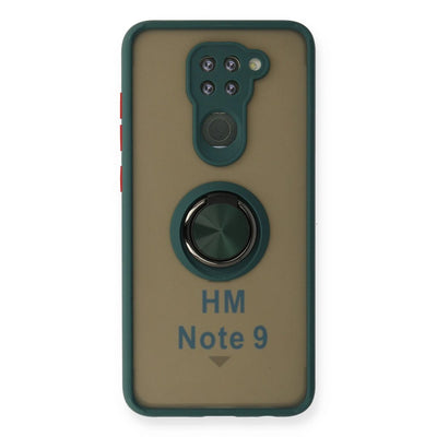 Xiaomi Redmi Note 9 Kılıf Montreal Yüzüklü Silikon Kapak - Yeşil
