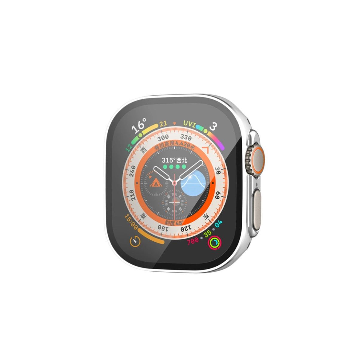 Apple Watch Ultra 49mm Legend Camlı Kasa Ekran Koruyucu - Gümüş