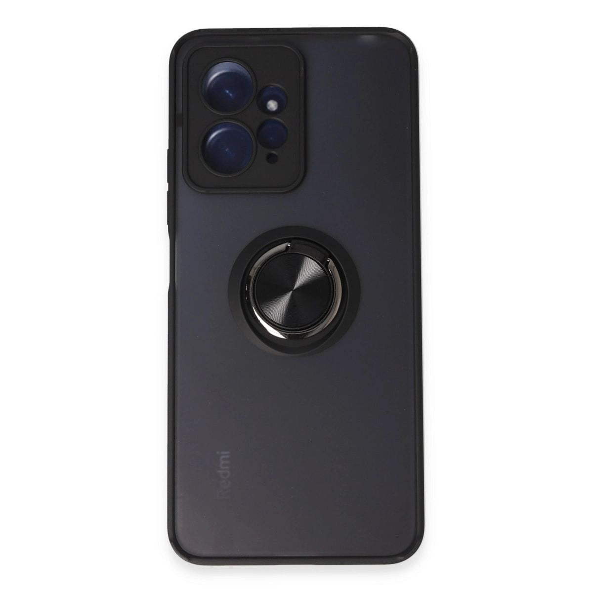 Xiaomi Redmi Note 12 4g Kılıf Montreal Yüzüklü Silikon Kapak - Siyah